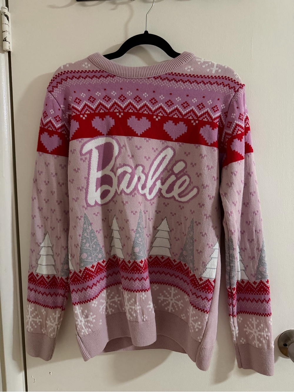 H&M Pink & Red Barbie Ski Holiday Crewneck Sweater